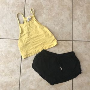 H & M bundle with shorts and yellow shirt